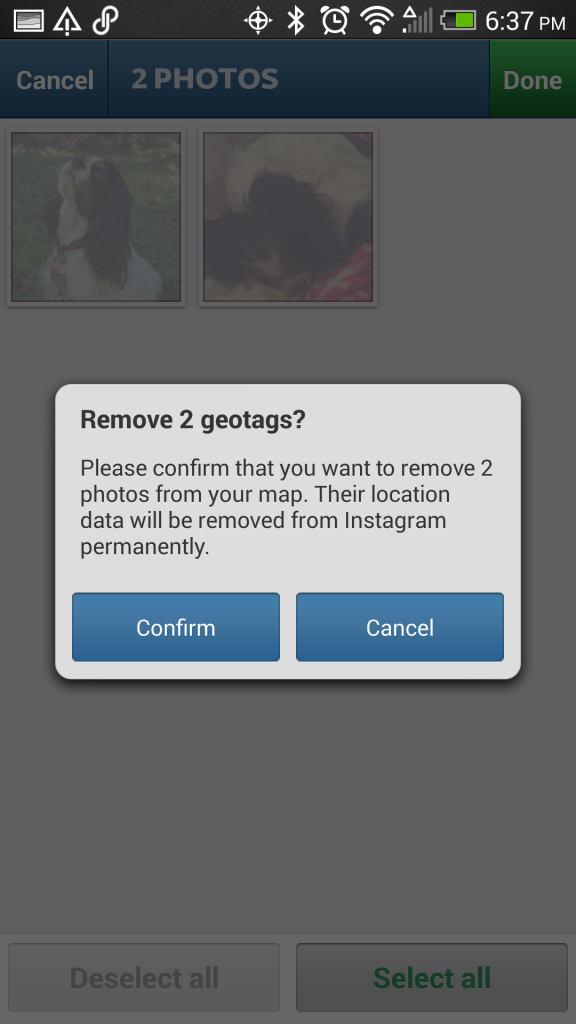 Removing the geotags on Instagram