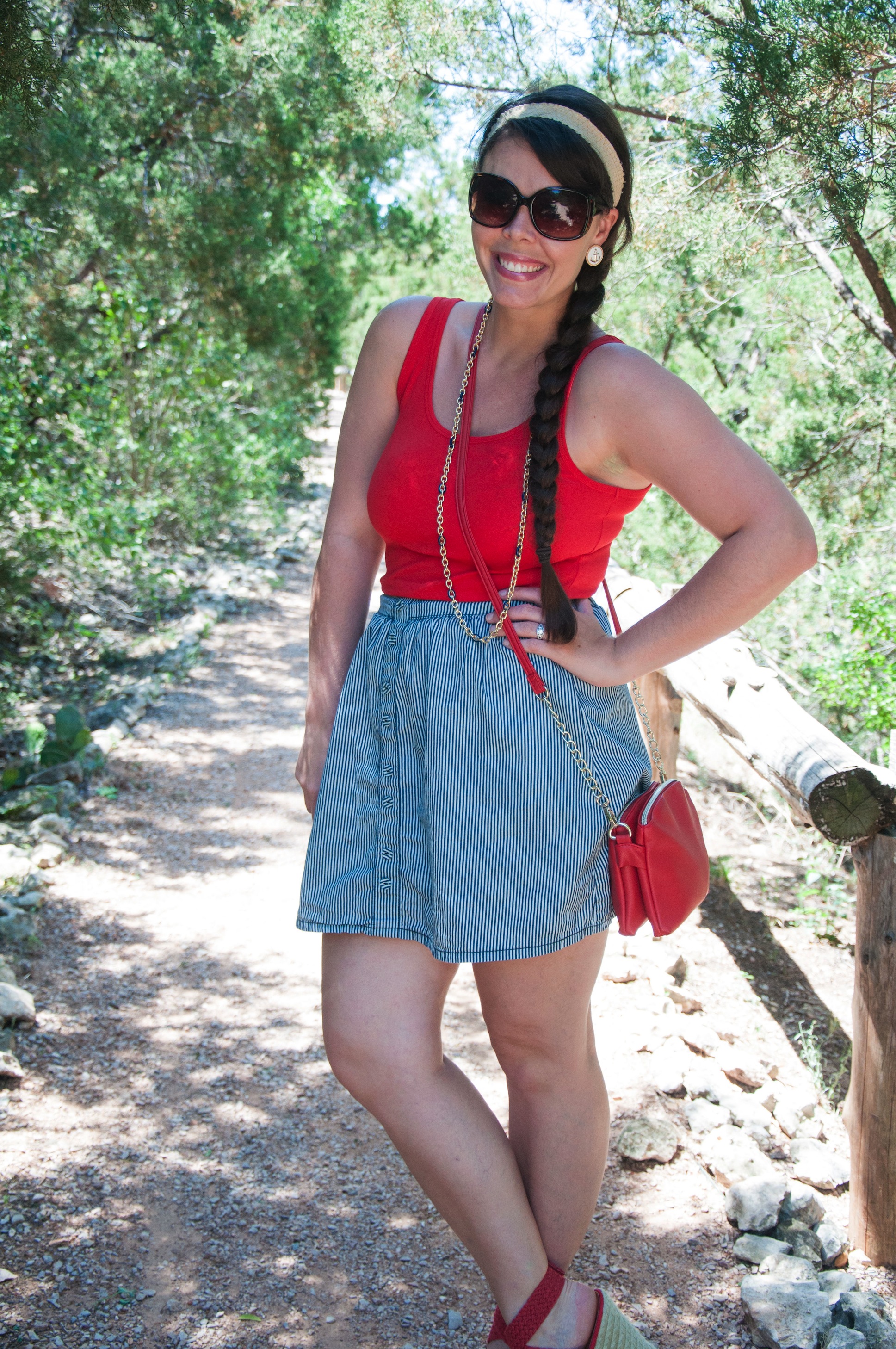 Cut nautical inspired red white and blue outfit