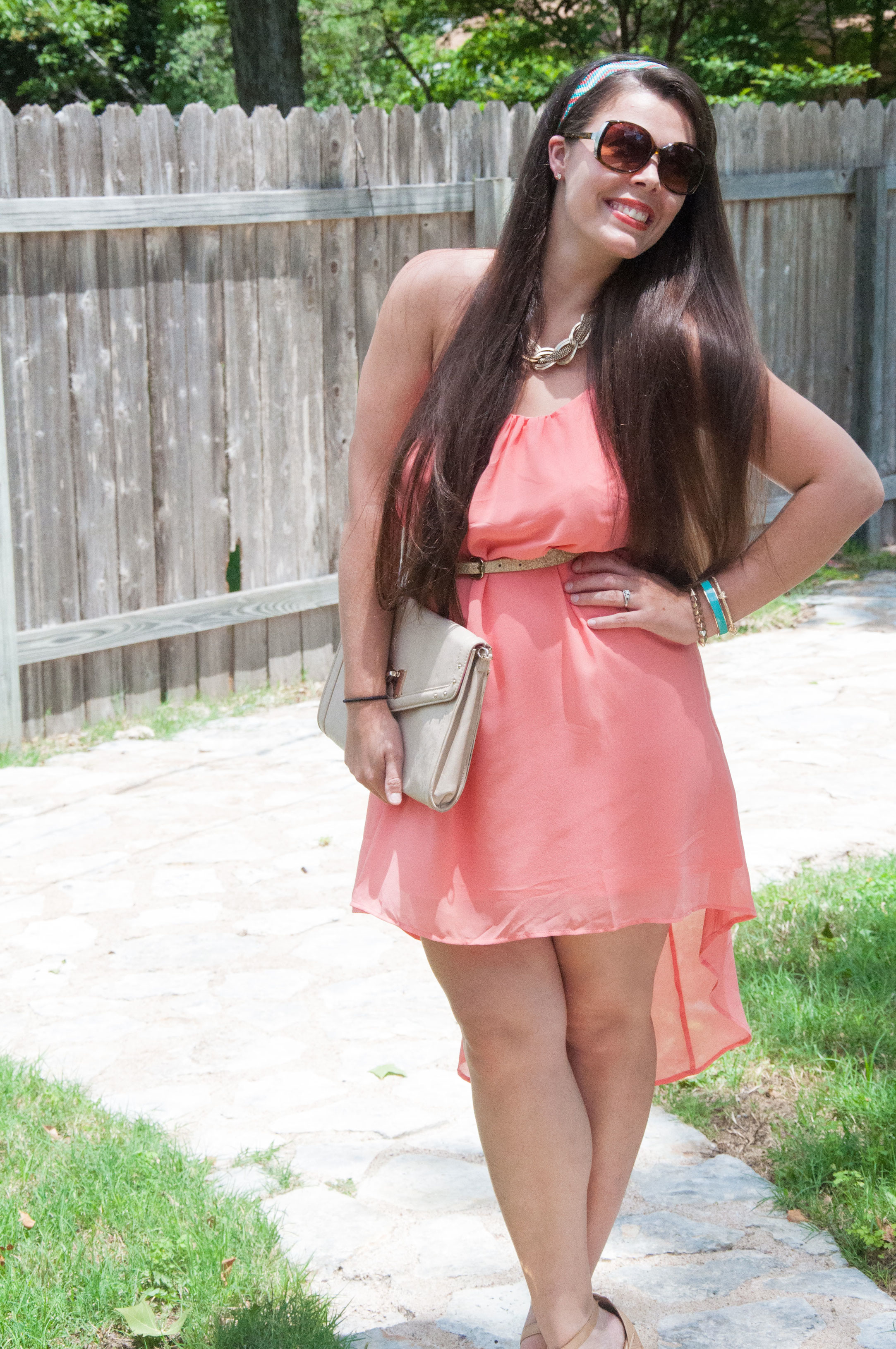 Coral dress with southwestern style headband