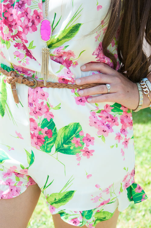 Floral Romper with a belt