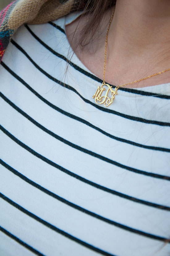 Gold monogrammed necklace