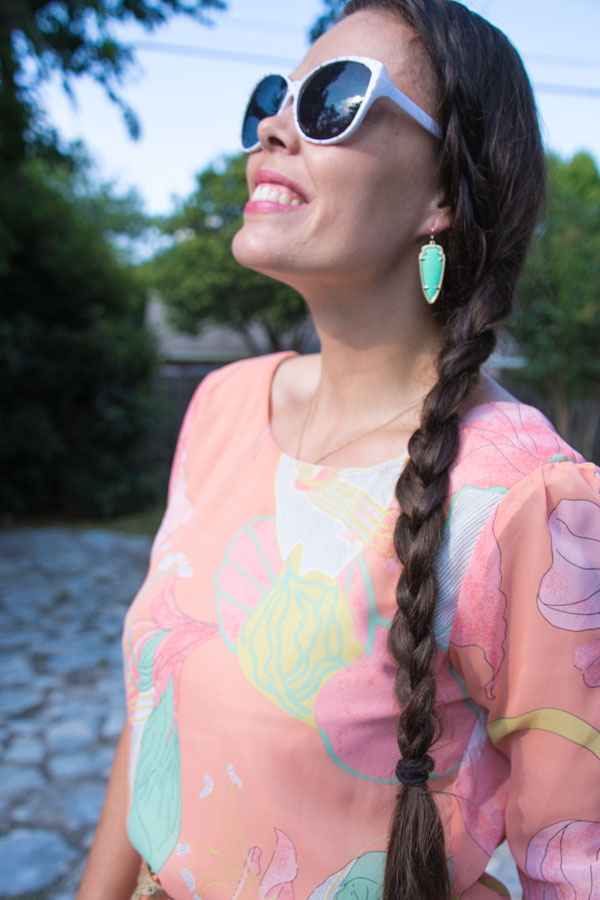 Coral and Mint Shift Dress